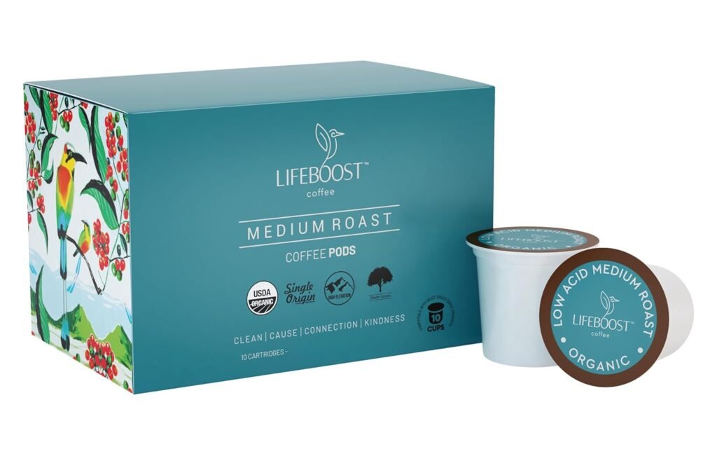 Lifeboost Medium Roast Low Acid Coffee K Cups