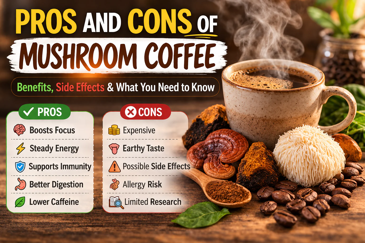 Pros and Cons of Mushroom Coffee